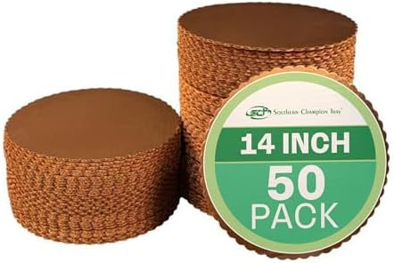 Southern Champion Tray 1630 14" Sturdy Corrugated Double Wall Cake Circle, Greaseproof, Gold Metallic (Case of 50) by SouthernChampionTray