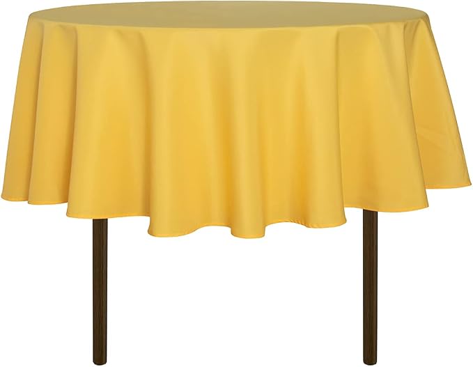sancua Round Tablecloth 48 Inch Fits 20-36 Inch Tables, Yellow by sancua