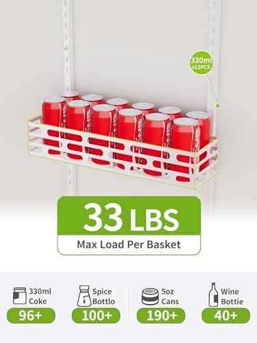 8-Tier Over Door Pantry Rack, White Metal Hanging Organizer for Kitchen - Image 5
