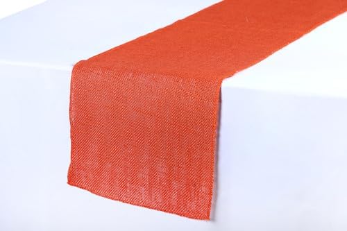 MDS® Pack of 25 Natural Burlap Table Runner, 12 x 72 Inch, Jute Rustic Farmhouse Boho Table Decor for Wedding Reception, Dining Table, Bridal Shower, Baby Shower & Party Decorations - Orange - Image 3