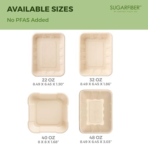 22 oz Compostable Disposable Paper Food Trays with Lids Natural, 100 SET - Image 6