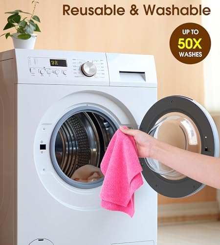 KitchLife Microfiber Cleaning Cloth Roll, 100 Pack - Tear-Away Microfiber Paper Towels, Lint-Free, Reusable, Washable for Kitchen, Car, Dishes, and Sensitive Surfaces (Hot Pink) - Image 7