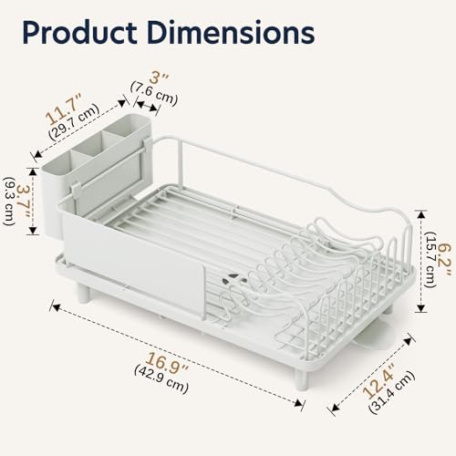 KINGRACK Dish Drying Rack for Kitchen Counter, Dish Drainer with Cup Holder - Image 3