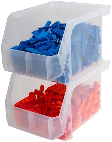 ReadySpace Medium-Tall Stackable Plastic Storage Bins, 4-Pack, Clear - Image 6