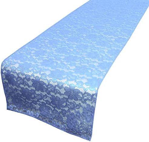 Zen Creative Designs 10 Pack Floral Lace Table Runner Sheer Lace Event Party Wedding Table Decor (12" by 90", Sea Blue) by ZenCreativeDesigns