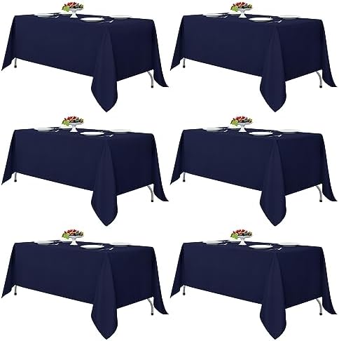Fitable 6 Pack Navy Tablecloths 70x108 Inch for 6 Foot Rectangle Tables by Fitable