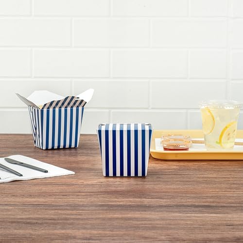 Restaurantware 16 oz Blue And White Stripe Noodle Container, 200 Ct - Image 4