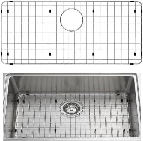 Kitchen Sink Grid, Stainless Steel Sink Protectors Grate for Bottom of Kitchen Sinks, 27-1/2" x 13-1/2" with Rear Drain for Single Bowl Sinks by GEDLIRE