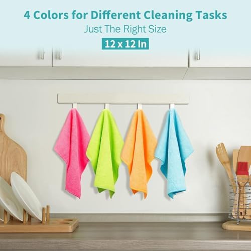 Microfiber Cleaning Cloth, 100 Pack Cleaning Rags, 12" x 12" Shop Towels, Lint Free Reusable All Purpose Microfiber Towels for Cars Kitchen House Office Automotive - Image 2