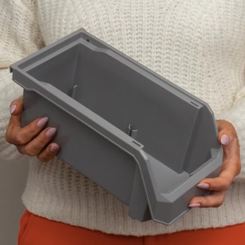 ReadySpace Medium Stackable Plastic Storage Bins, 8-Pack, White - Image 4