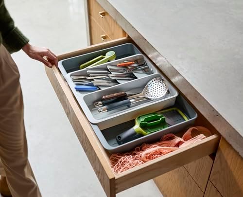 Joseph Joseph DrawerStore Expanding Tiered Flatware Cutlery, Utensil, and Gadget Tray, Expandable In-Drawer Kitchen Space-Saving Organizer, Recycled Plastic - Image 3