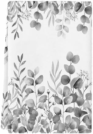 Black Eucalyptus Kitchen Towels Set of 1, Absorbent Dish Towels for Kitchen, Botanical Summer Leaves Country Floral Microfiber Hand Towel, Quick Drying Tea Towel for Cleaning Decorative Dishcloths - Image 2
