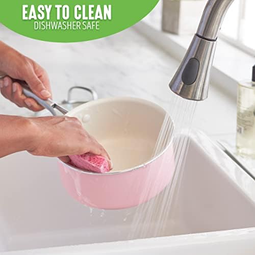 GreenLife Artisan Healthy Ceramic Nonstick, 1QT and 2QT Saucepan Pot Set with Lids, Stainless Steel Handle, Induction, PFAS-Free, Dishwasher Safe, Oven Safe, Pink - Image 7