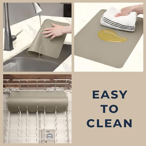 GASARÉ, Extra Large, Thick, Silicone Mat for Kitchen Counter, Heat Resistant Mat, Countertop Protector, Non-Slip, Easy to Clean, Cuttable, 16 x 12 Inches, Taupe - Image 4