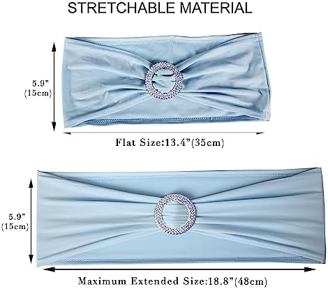 50pcs Stretch Spandex Chair Sashes for Baby Shower Wedding Chair Covers Party Banquet Decoration Elastic Chair Bands for Event(Light Blue) - Image 3