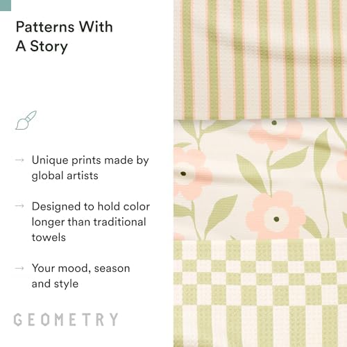 GEOMETRY Tea Towels – Spring & Summer Collection – Quick-Dry, Ultra-Absorbent, Reusable Microfiber Kitchen Towels for Drying & Cleaning - Meadowlight - 3 Pack - Image 5