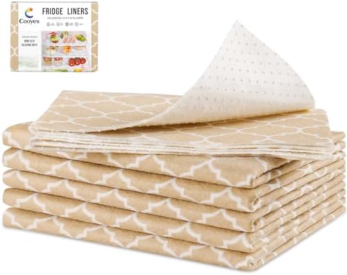 Cooyes 2 in 1 Refrigerator Liners, 6 Pack, 12“ × 24”， Fridge Drawer & Shelf Liners for Kitchen Cabinets Non-Adhesive, Breathable Cloth Material, BPAfree, Keep Produce Fresh Longer by Cooyes
