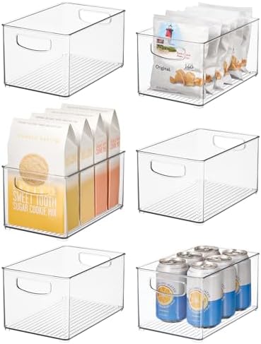 iDesign Stackable Clear Plastic Bin, 6-Pack | Kitchen Organizers and Storage, For Fridge and Pantry by iDesign