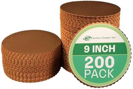 Southern Champion Tray 1610 9" Sturdy Corrugated Single Wall Cake Circle, Greaseproof, Gold Metallic (Case of 200) by SouthernChampionTray