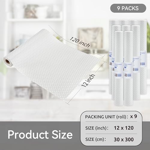 FIFTY FEET 12"x120" Non-Adhesive Shelf Liner for Kitchen Cabinets and Drawers, Washable Non-Slip PVC Cabinet Liner (White Circle)(9 Roll) - Image 5