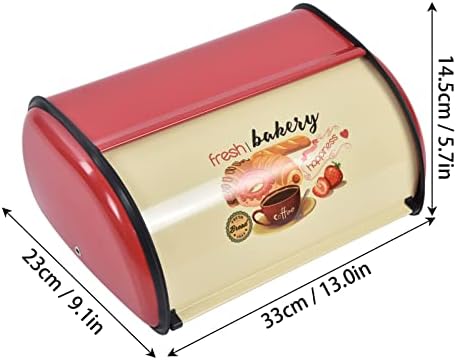 Metal Bread Box for Kitchen Countertop,Space Save Bread Boxes Large Capacity Bread Bin Holder Container with Roll Top Lid kitchen Storage Containers(9.1x13.0x5.7in) (red) - Image 5