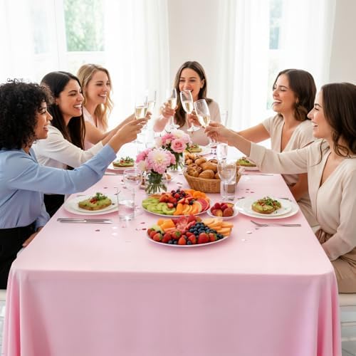 8 Pack Pink Tablecloth Rectangle 60 x 102 Inch for 6 Foot Tables - Image 4