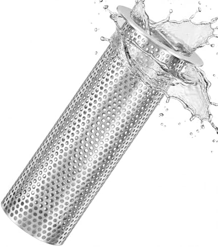 1 Pcs Commercial Floor Drain Strainer Perforated Cylindrical Mesh 316 Stainless Steel Drain Basket with Carry Handle –heavy-duty, for Restaurants, Kitchens, Factory (3" Diameter X 8" Tall) by Otoolling