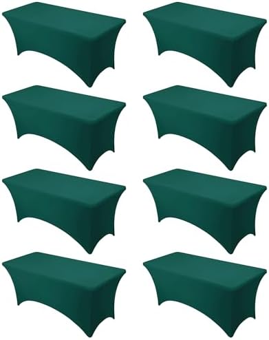 8-Pack Hunter Green Spandex Tablecloths for 6ft Rectangle Tables by DailySet