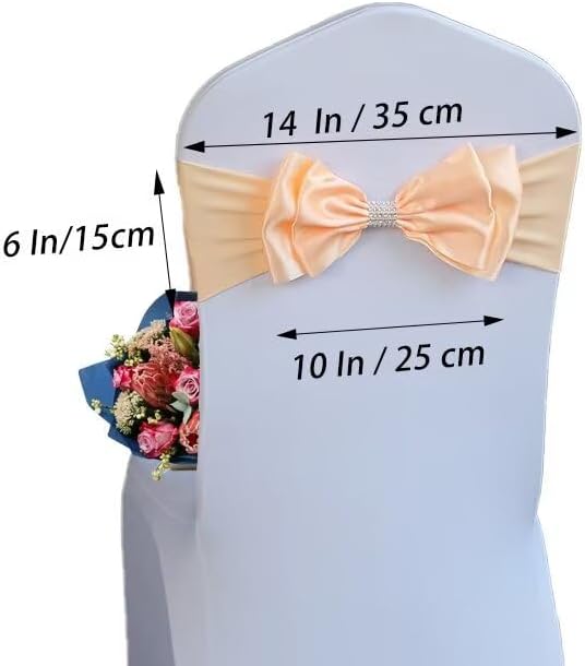 50 PCS Spandex Chair Sash Bow Tied,Elastic Sashes Chair Bands for Wedding Party Reception Events Celebration Banquets Hotel Event Decorations Chairs Decoration(Pink Champagne) - Image 2