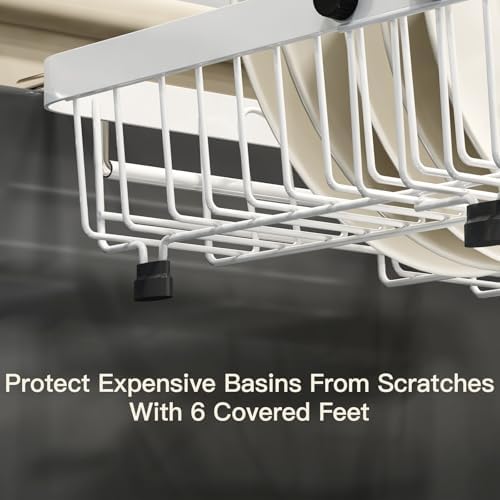 MAJALiS White Dish Drying Rack Over The Sink with Utensil Holder - Image 7