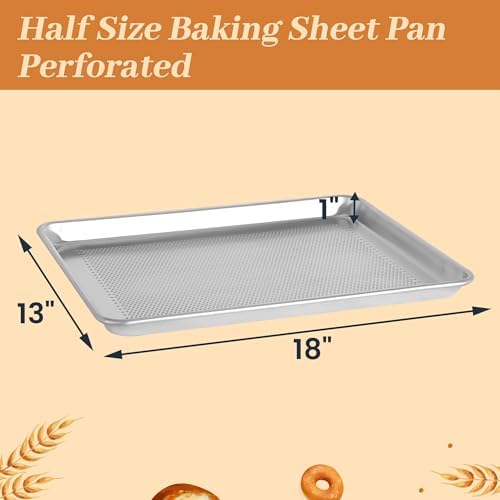 6 Pack Perforated Half Size Aluminum Baking Sheet Pans, 18"x13" | NSF, commercial cookie sheets, rolled rim baking pan, for roasting, freezer, bakery, oven safe up to 500℉ - Image 3