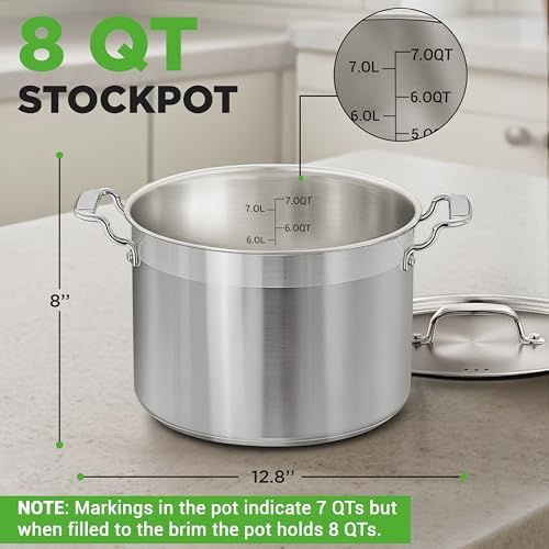 NutriChef 8 Qt Heavy-Duty Stockpot with Stainless Steel Lid - Induction Compatible Cooking Pot, Ideal for Soups and Stews - Image 2