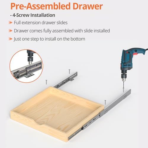 ZOINLIY Wooden Pull Out Cabinet Organizer, 21'' Deep Slide Out Drawer - Image 3