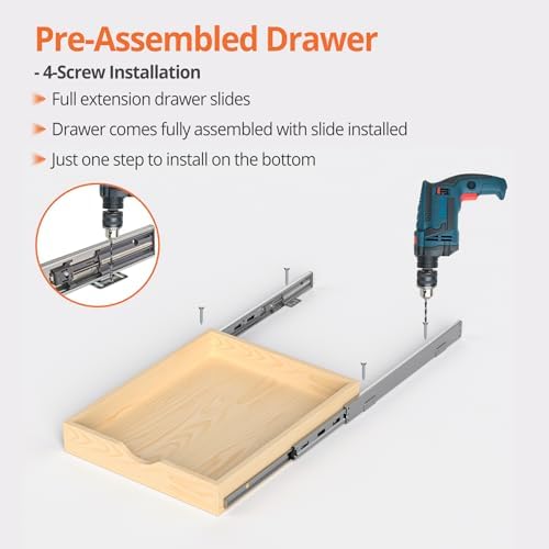 ZOINLIY Wooden Pull Out Cabinet Organizer, 21'' Deep Slide Out Drawer - Image 4