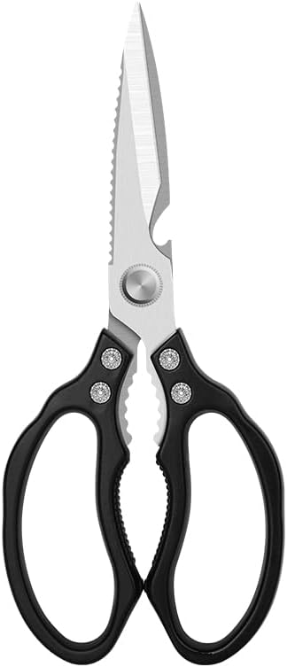 Heavy Duty Sharp Kitchen Scissors, Dishwasher Safe, Cooking Shears for Meat, Chicken, Fish, Poultry, Herb, Bread (Black)