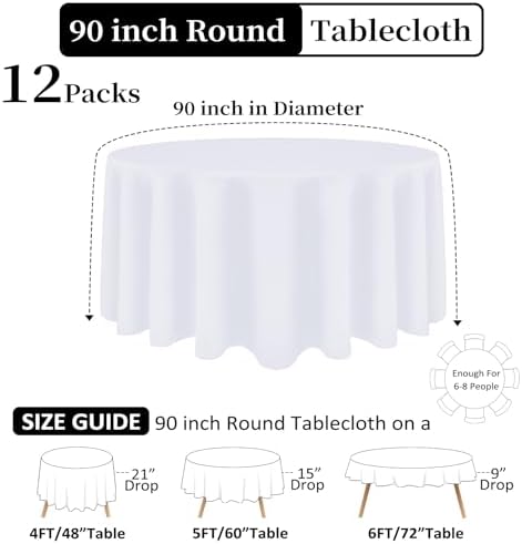 12 Packs 90 Inch White Round Tablecloth - Image 2