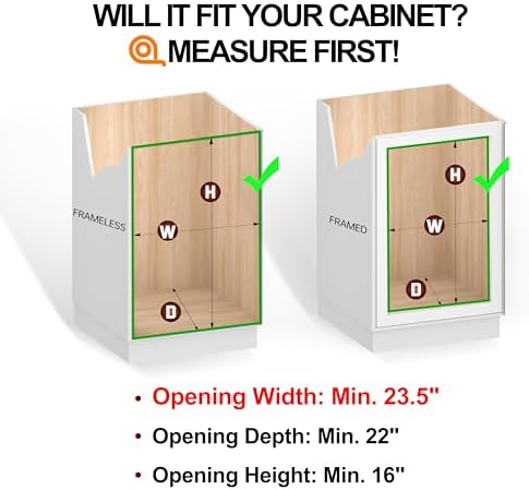 JOWBOOW 2-Tier Pull Out Cabinet Organizer, 23" W x 22" D, Chrome | Heavy-Gauge Wire Slide Out Shelves, 100 lbs Capacity, Ball-Bearing Glides, Min 24" Opening, For Heavy Appliances - Image 4
