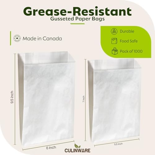 Grease Resistant - Gusseted Paper Sandwich Bags - White (1000Pcs/Pack)(6 x 0,75 x 6,75) - Image 3