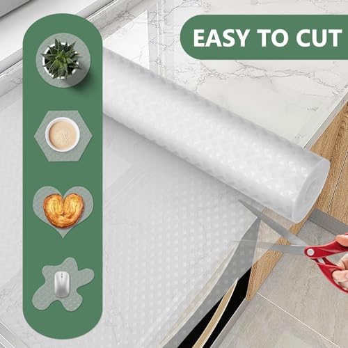 Shelf Liners, Non-Adhesive Drawer Liner, Waterproof & Oil-Proof Kitchen Cabinet Cupboard Liner Plastic EVA Material BPA Free Fridge Liner Mats Paper Protector for Shelves (Clear/16in x 240in) - Image 3