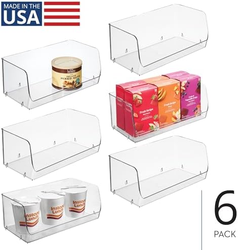 iDesign Stackable Open-Front Storage Bins, Set of 6, Clear - Image 2