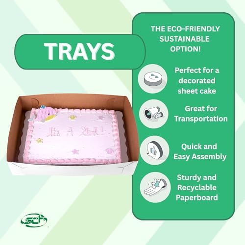 Southern Champion Tray 1090 Premium Clay Coated Kraft Paperboard White Non-Window Sheet Cake and Utility Tray, 19-1/2" Length x 14" Width x 4" Height (Case of 100) - Image 3