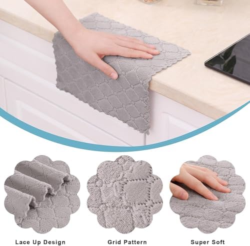 Homaxy 12 Pack Super Soft & Absorbent Dish Cloths, 10" x 10", Multi Color - Image 2