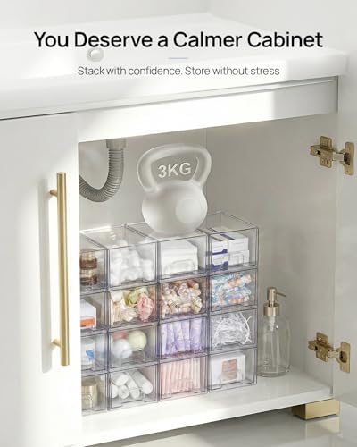 Vtopmart Clear Under Sink Organizer, 8 Pack Stackable Storage Drawers Set Designed to Fit Bathroom&Kitchen Under-Sink Organization - Image 7