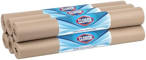 EasyLiner with Clorox Solid Grip Shelf Liner - Shelf Liners for Kitchen Cabinets Non-Adhesive - for Closet, Pantry, Wire Shelves - 20 in x 6 ft, 6 Rolls, Taupe by DuckBrand