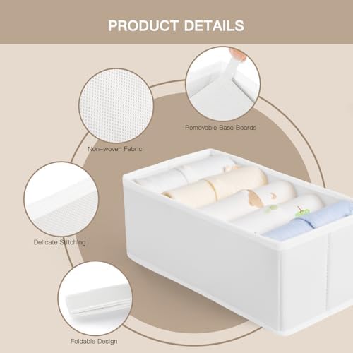 Criusia Drawer Organizer Clothes, 10 Pack Dresser Organizer for Baby Clothes, Underwear, Sock- Foldable Closet Organization and Storage Dividers Bins for Nursery, Bedroom (White) - Image 4
