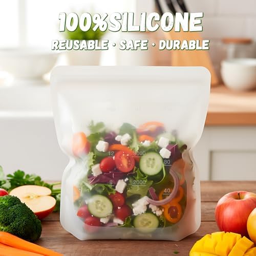 Reusable Premium Silicone Food Storage Gallon Bag 135oz,XXL - 2 PCS Food Storage Bag,Freezer Container,Sous Vide,Kitchen Organization,And Meal Prep Bags Microwave,Dishwasher,Oven Safe, BPA Free - Image 3