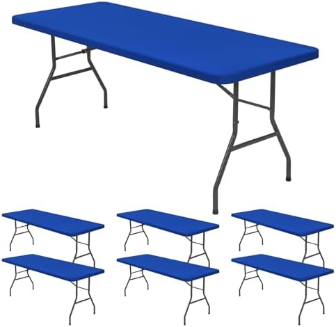 6 Pack Stretch Table Top Cap Cover, Royal Blue, 30" x 72" by REWOMC