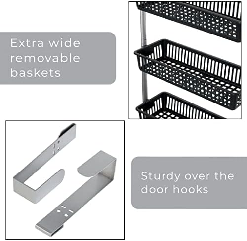 Smart Design Over-the-Door Organizer for Storage – Perfect for Pantry Organization, Bedroom, Bathroom Storage, Playroom, or Kitchen - Adjustable Steel Frame with 8 Baskets & Wall Mount – Black … - Image 6