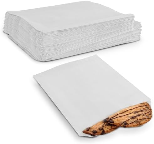 MT Products White Cookie Bags 6.5" x 8" - Disposable Grease Resistant Bakery Paper Bags - Pack of 1000 by MTProducts