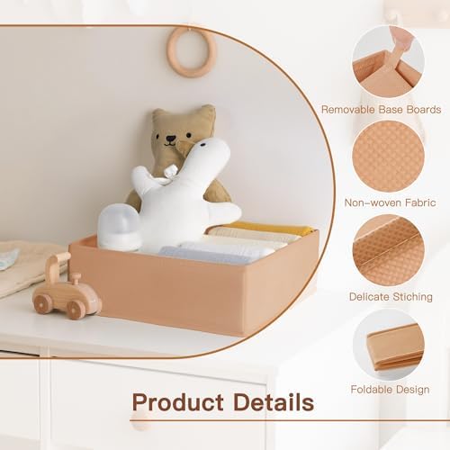 Criusia Drawer Organizer Clothes, 21 Pack Dresser Organizer for Baby Clothes, Underwear, Sock - Foldable Closet Organization and Storage Dividers Bins for Nursery, Bedroom (Brown) - Image 3